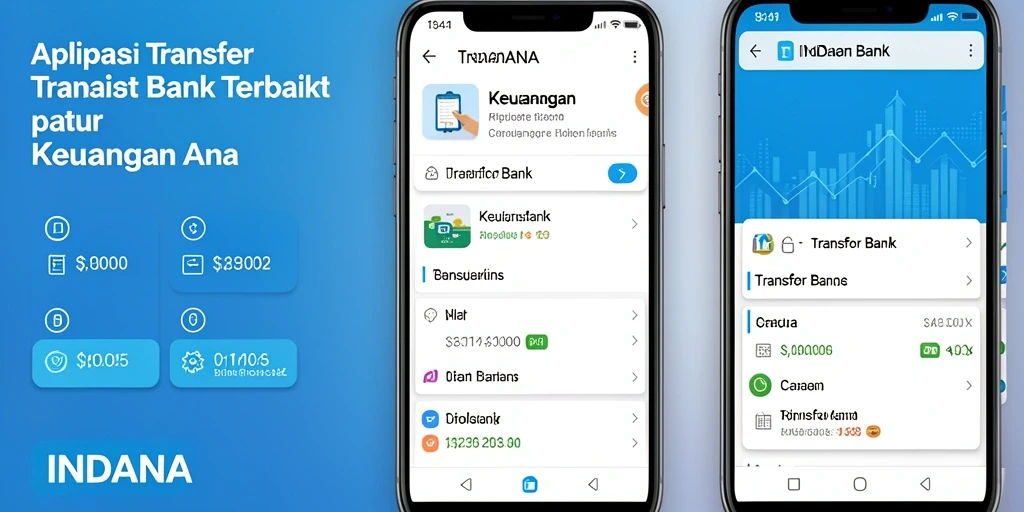 Screenshot utama aplikasi INDAAA yang menunjukkan fungsi transfer bank.