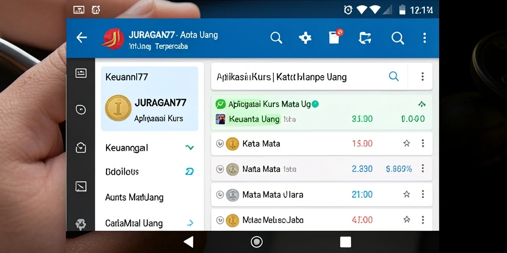 Tampilan antarmuka JURAGAN77 untuk memonitor kurs mata uang.