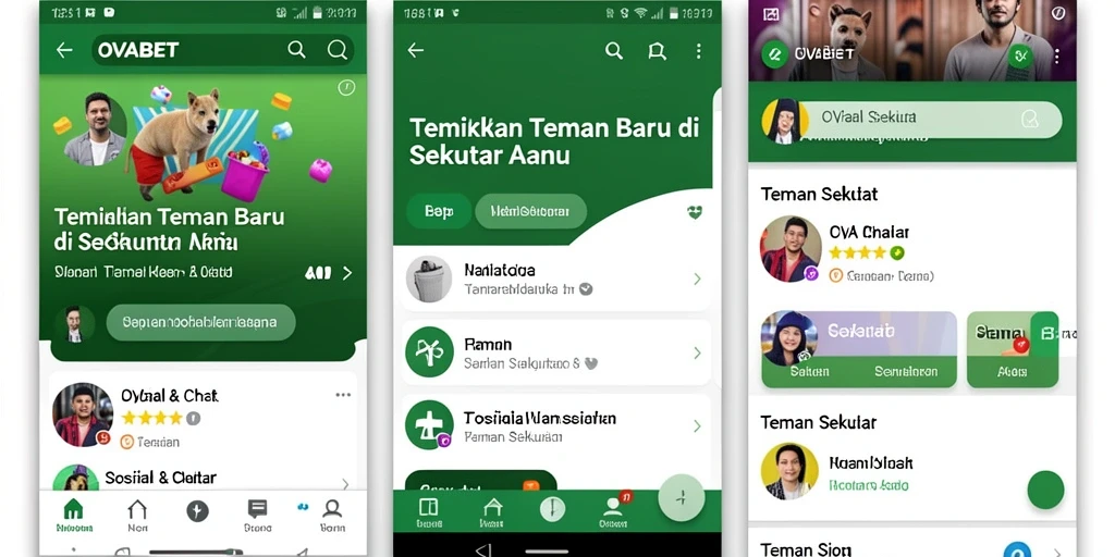Tampilan antarmuka OVABET dengan fitur Teman Sekitar.