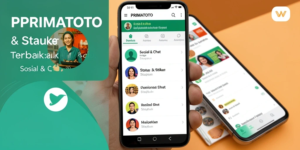 Tampilan antarmuka PRIMATOTO dengan berbagai pilihan stiker dan status.